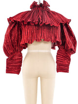 Metallic Cropped Ruffle Jacket Jacket arcadeshops.com