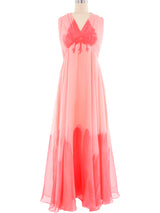 Salmon Chiffon Shawled Gown Dress arcadeshops.com