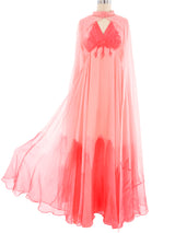 Salmon Chiffon Shawled Gown Dress arcadeshops.com