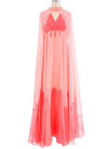 Salmon Chiffon Shawled Gown Dress arcadeshops.com