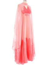 Salmon Chiffon Shawled Gown Dress arcadeshops.com