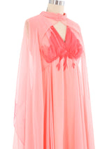 Salmon Chiffon Shawled Gown Dress arcadeshops.com