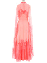 Salmon Chiffon Shawled Gown Dress arcadeshops.com