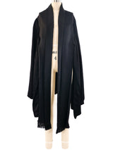 Black Satin Fringed Cape Jacket arcadeshops.com