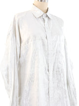 Metallic Silver Button Front Shirt Top arcadeshops.com