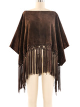Fringed Suede Poncho Top arcadeshops.com