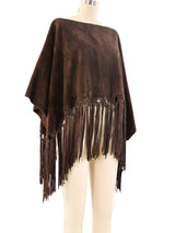 Fringed Suede Poncho Top arcadeshops.com