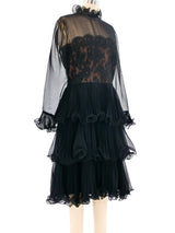 Travilla Illusion Neckline Ruffle Dress Dress arcadeshops.com