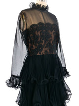 Travilla Illusion Neckline Ruffle Dress Dress arcadeshops.com