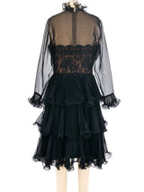 Travilla Illusion Neckline Ruffle Dress Dress arcadeshops.com