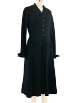 1950's Black Wool Button Front Coat Outerwear arcadeshops.com