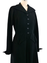 1950's Black Wool Button Front Coat Outerwear arcadeshops.com