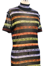 Jean Paul Gaultier Printed Mesh Top Top arcadeshops.com