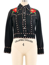 Floral Embroidered Studded Cropped Jacket Jacket arcadeshops.com