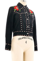 Floral Embroidered Studded Cropped Jacket Jacket arcadeshops.com