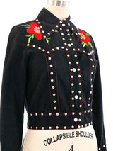 Floral Embroidered Studded Cropped Jacket Jacket arcadeshops.com