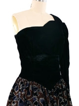 Gunne Sax One Shoulder Velvet Dress Dress arcadeshops.com