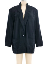 Black Silk Button Front Blazer Jacket arcadeshops.com