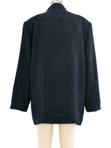 Black Silk Button Front Blazer Jacket arcadeshops.com