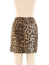 Dolce and Gabbana Leopard Printed Faux Fur Skirt Bottom arcadeshops.com