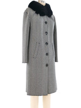 Christian Dior Herringbone Coat with Fur Collar Outerwear arcadeshops.com