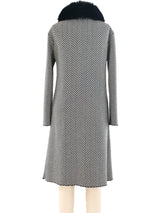 Christian Dior Herringbone Coat with Fur Collar Outerwear arcadeshops.com