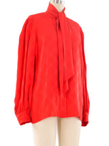 Yves Saint Laurent Red Silk Blouse Top arcadeshops.com