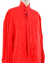 Yves Saint Laurent Red Silk Blouse Top arcadeshops.com