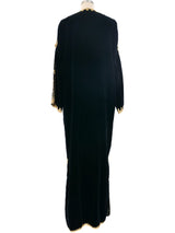 Metallic Trimmed Black Velvet Caftan Dress arcadeshops.com
