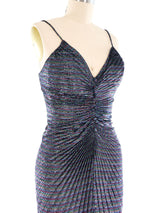 Pleated Metallic Tank Dress Dress arcadeshops.com