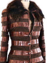 Ferragamo Reversible Embossed Leather Banded Fur Jacket Jacket arcadeshops.com