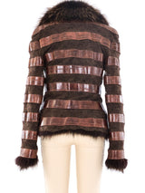 Ferragamo Reversible Embossed Leather Banded Fur Jacket Jacket arcadeshops.com