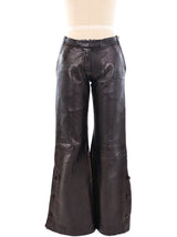 2000 Alexander McQueen Flared Leather Trousers Bottom arcadeshops.com