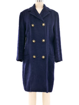 Gianni Versace Navy Alpaca Coat Outerwear arcadeshops.com