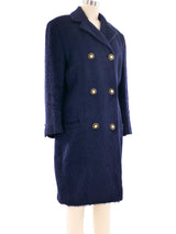 Gianni Versace Navy Alpaca Coat Outerwear arcadeshops.com