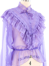 Lavender Chiffon Ruffle Blouse Top arcadeshops.com