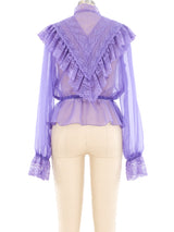 Lavender Chiffon Ruffle Blouse Top arcadeshops.com