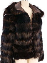 Ferragamo Reversible Embossed Leather Banded Fur Jacket Jacket arcadeshops.com