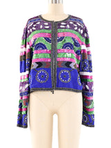 Sequin Striped Cropped Jacket Jacket arcadeshops.com