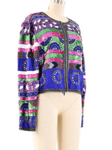 Sequin Striped Cropped Jacket Jacket arcadeshops.com