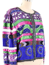Sequin Striped Cropped Jacket Jacket arcadeshops.com