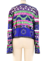 Sequin Striped Cropped Jacket Jacket arcadeshops.com