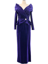 Christian Dior Purple Velvet Skirt Suit Suit arcadeshops.com