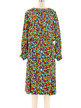 Yves Saint Laurent Multicolor Printed Wool Dress Dress arcadeshops.com