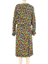 Yves Saint Laurent Multicolor Printed Wool Dress Dress arcadeshops.com