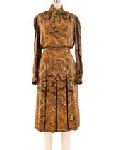 Adolfo Paisley Printed Silk Ensemble Suit arcadeshops.com