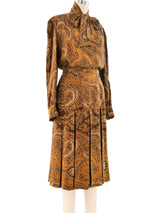 Adolfo Paisley Printed Silk Ensemble Suit arcadeshops.com