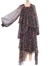 Scott Barrie Floral Printed Chiffon Flutter Dress Dress arcadeshops.com