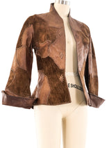 Char Handpainted Patchwork Leather Jacket Jacket arcadeshops.com