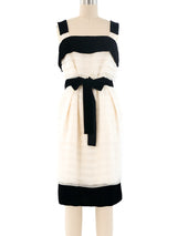 Yves Saint Laurent Velvet Trimmed Banded Silk Dress Dress arcadeshops.com